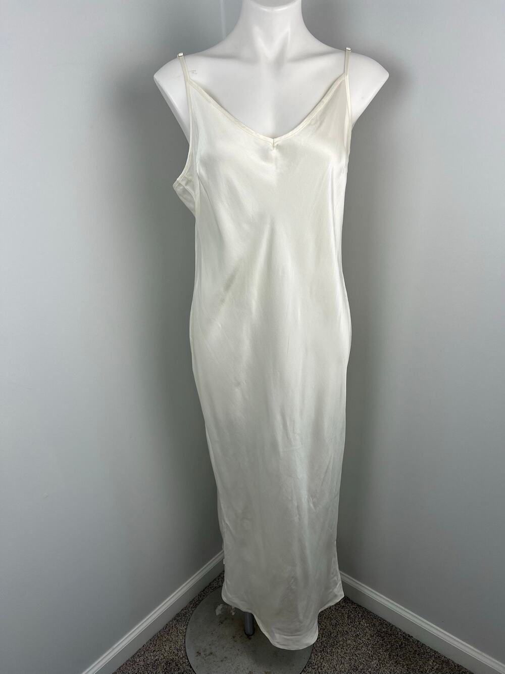 Anthropologie Ivory Satin Slip Dress XL Bridal Bachelorette